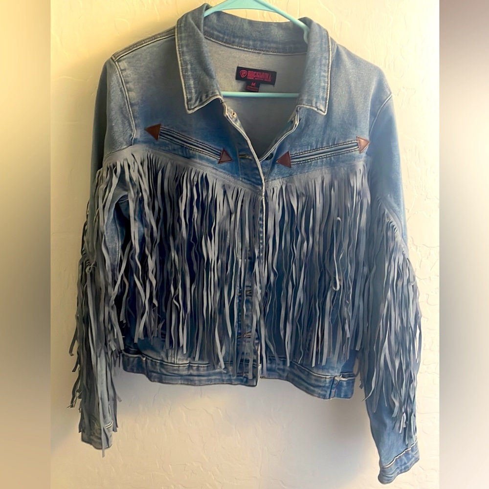 Rock and roll denim fringe jacket
